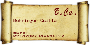 Behringer Csilla névjegykártya